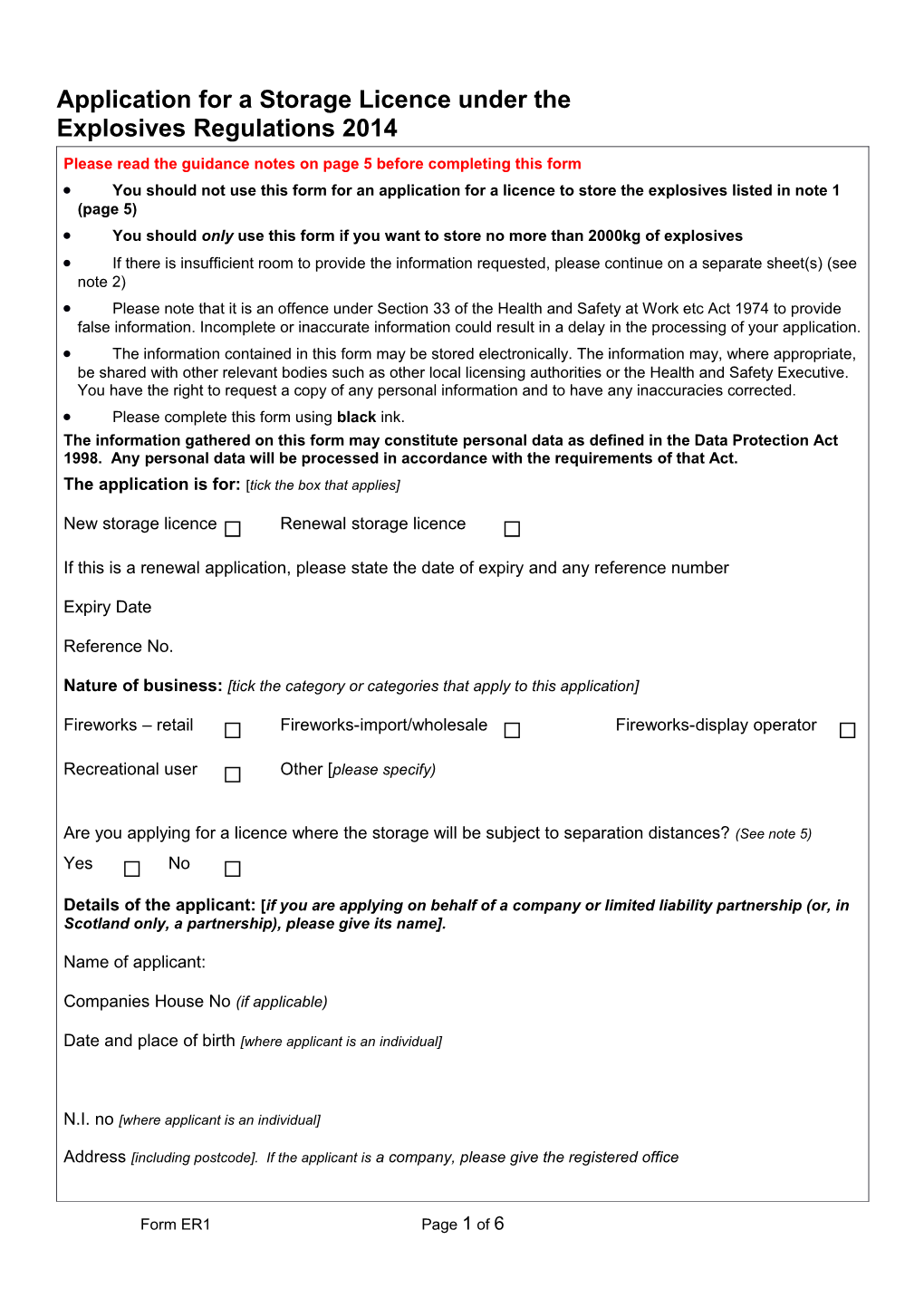 Application for a Storage Licence Under The