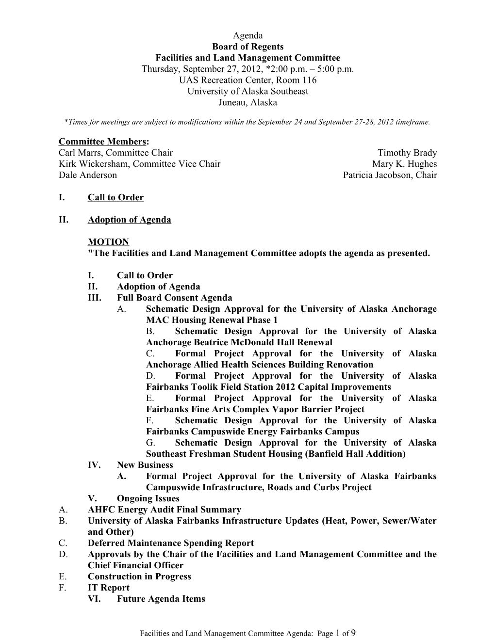 Facilities and Land Management Committee