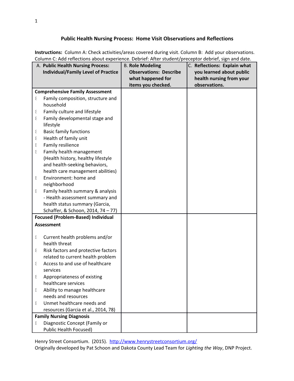 Public Health Nursing Process: Home Visit Observations and Reflections