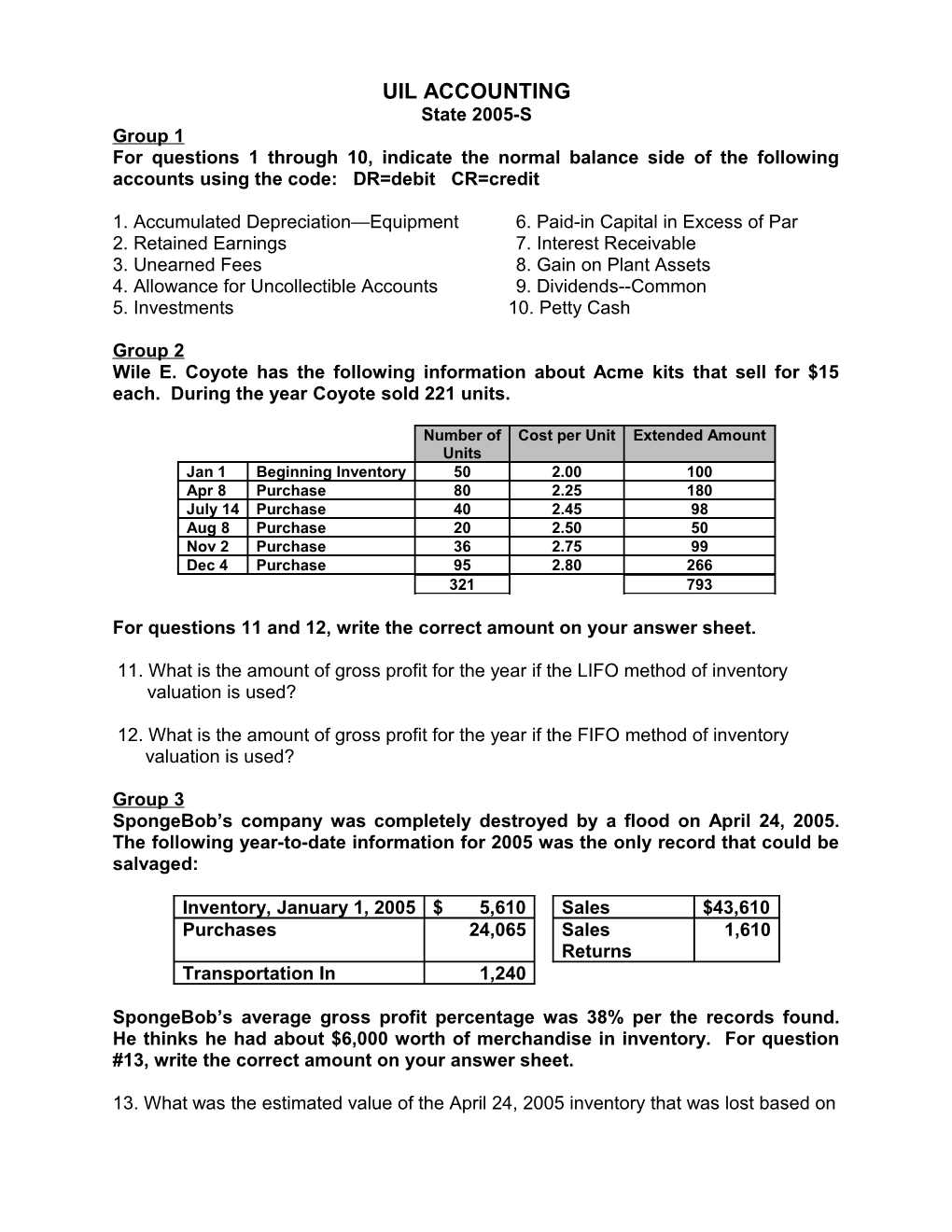 UIL Accounting State 2005-S Page 3