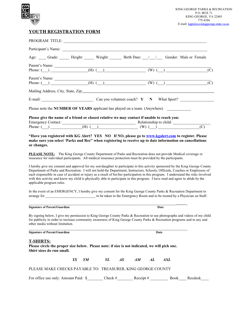 Youth Registration Form