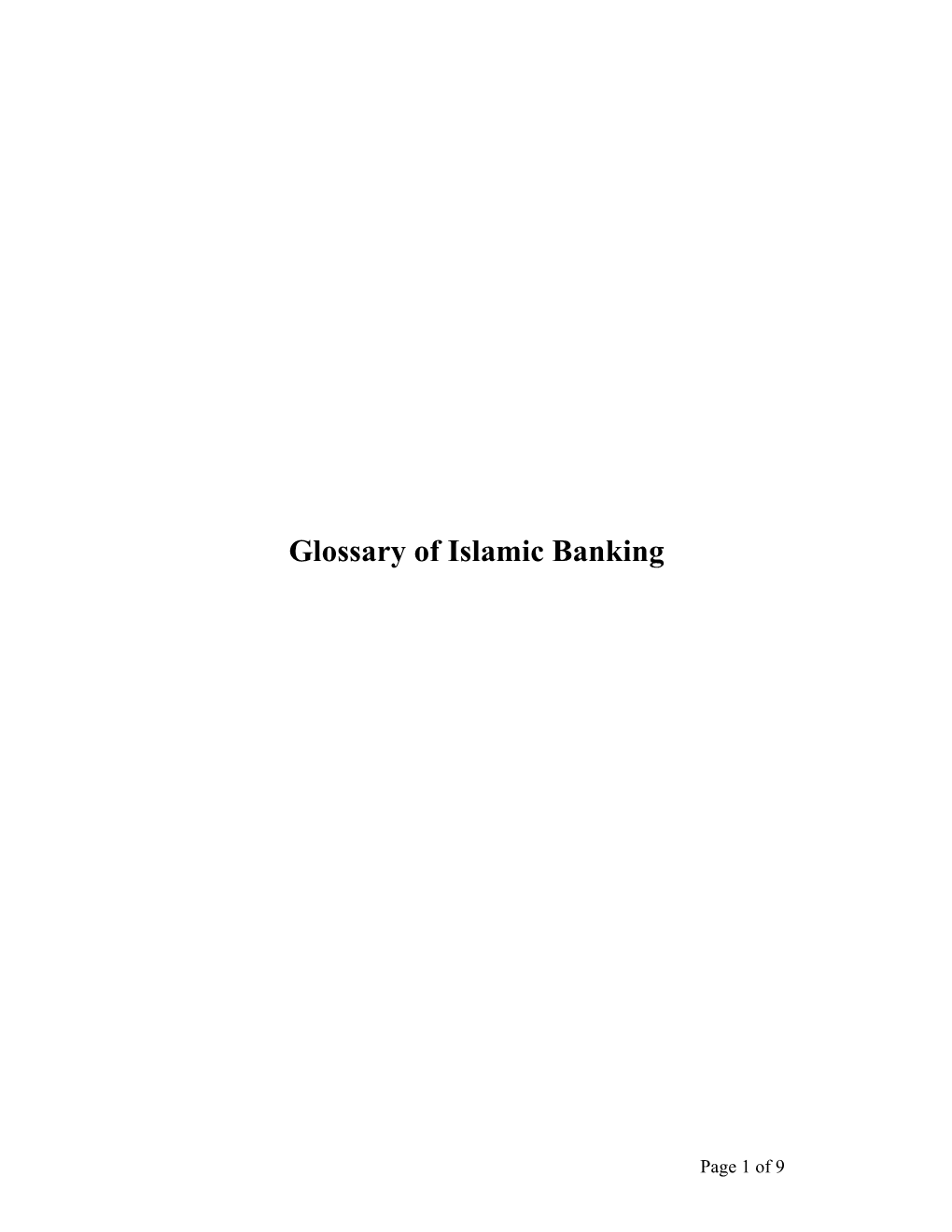 Glossary of Islamic Banking