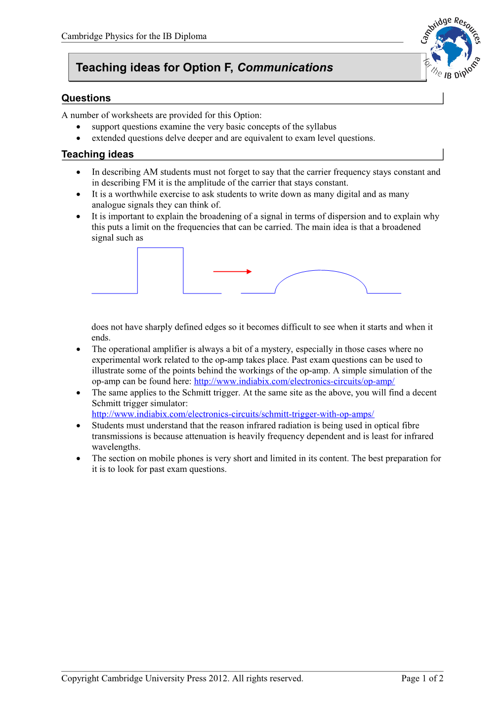 Extension Worksheet Topic 6 s15