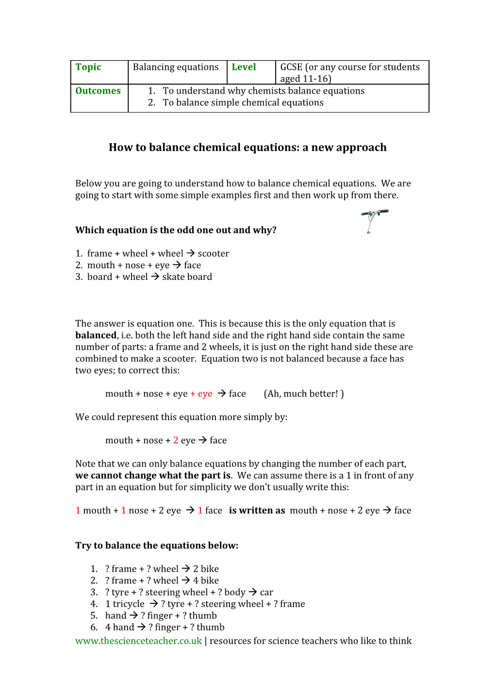 How to Balance Chemical Equations: a New Approach