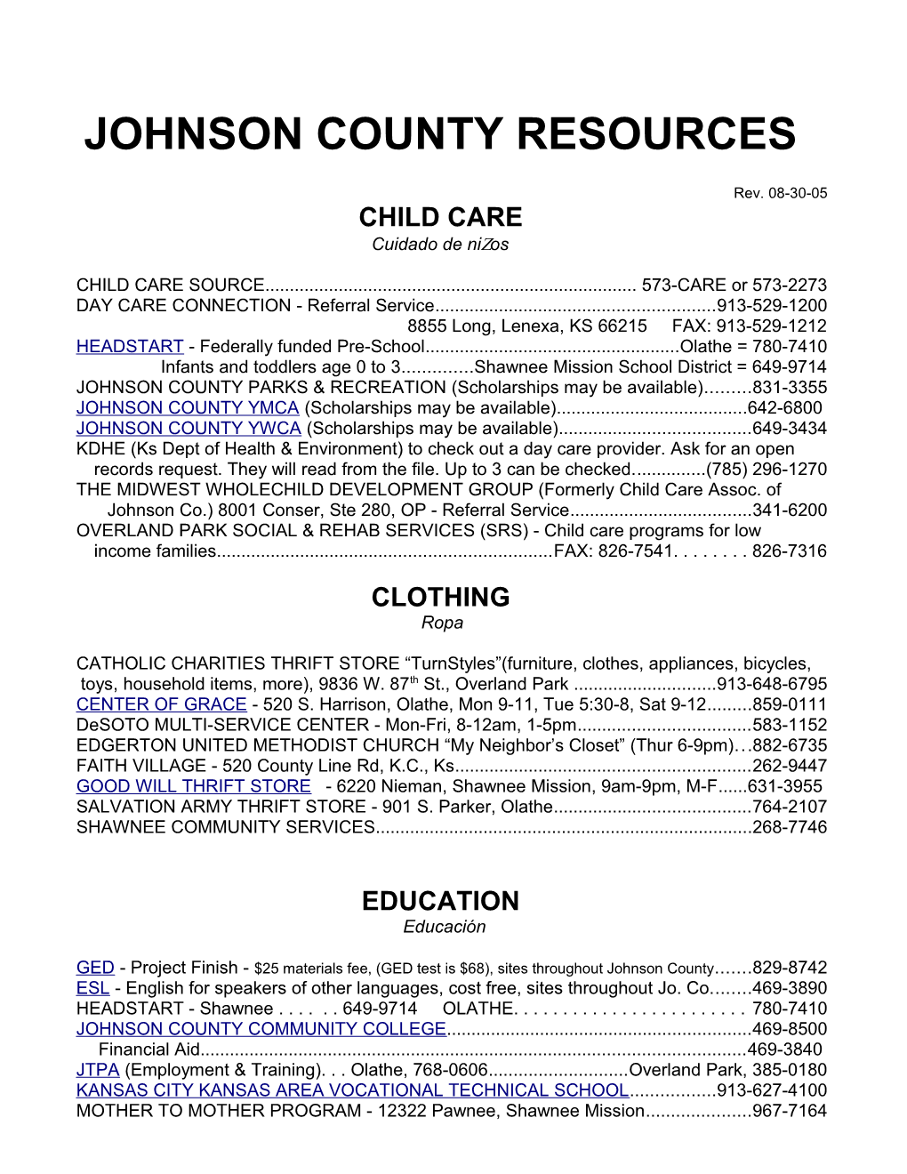 Johnson County Resources