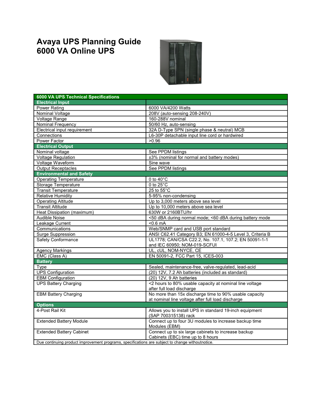 UPS Product Information