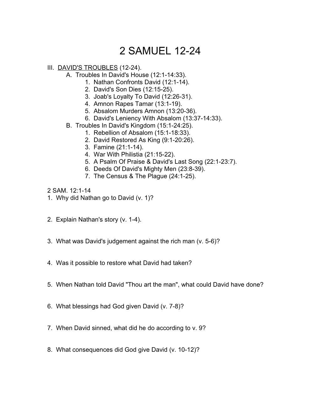 Iii. David's Troubles (12-24)