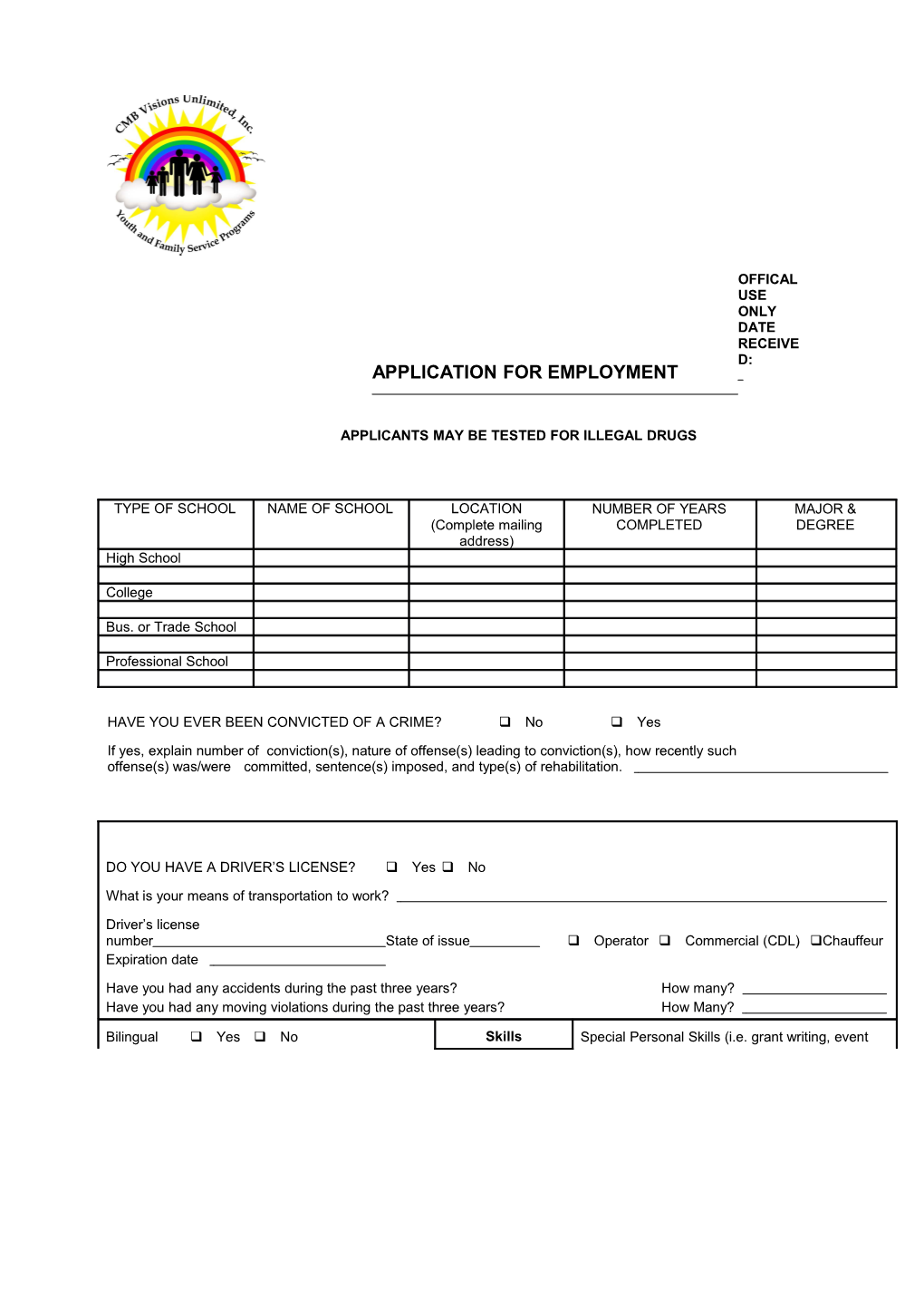 Sample Employment Application Form s1