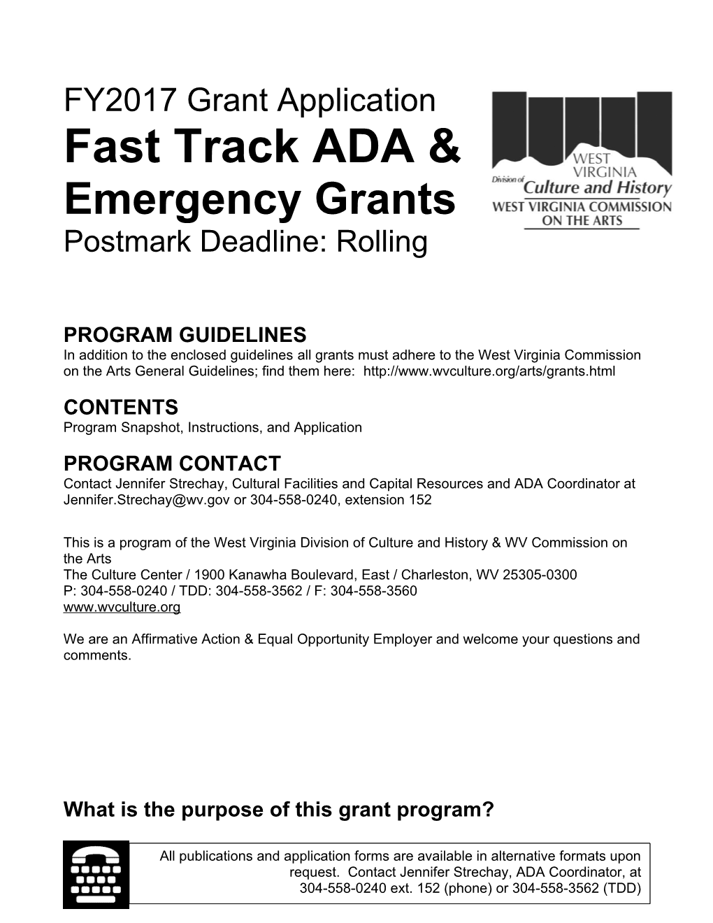 Fast Track ADA & Emergency Grants