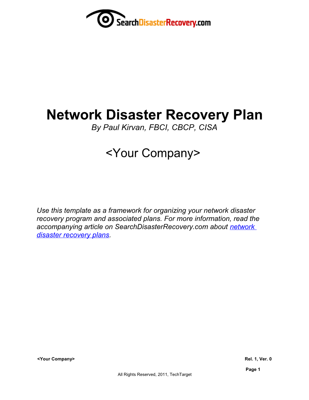 Network Disaster Recovery Plan