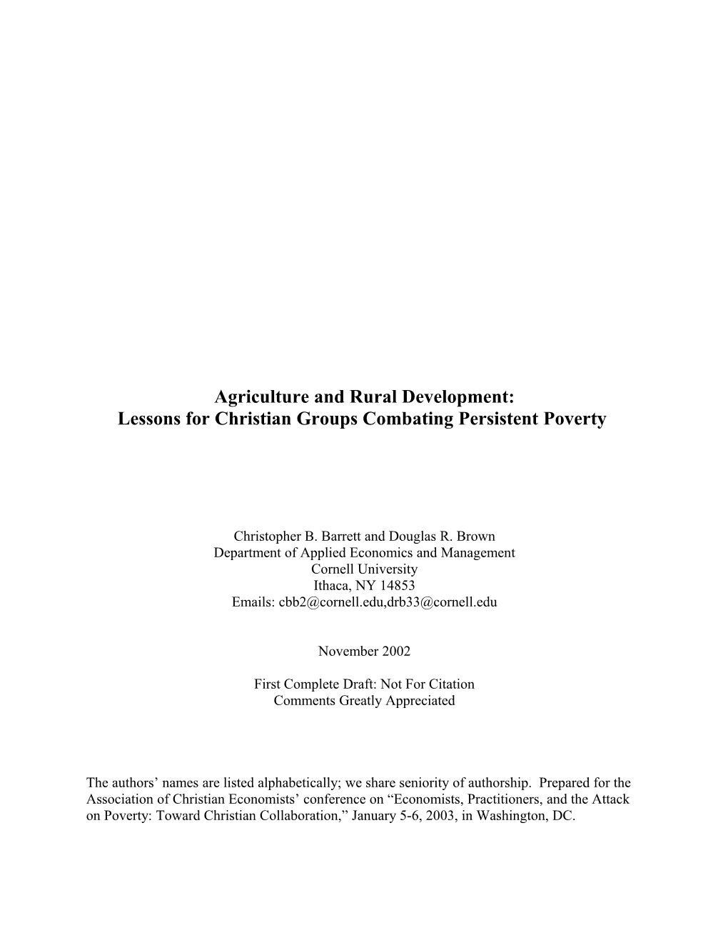 Agriculture And Rural Development