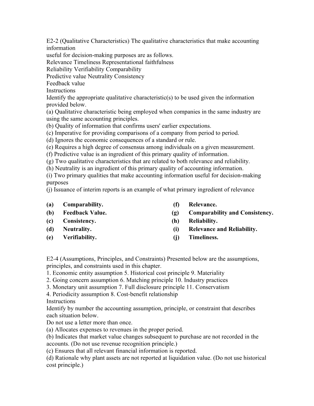 E2-2 (Qualitative Characteristics) the Qualitative Characteristics That Make Accounting