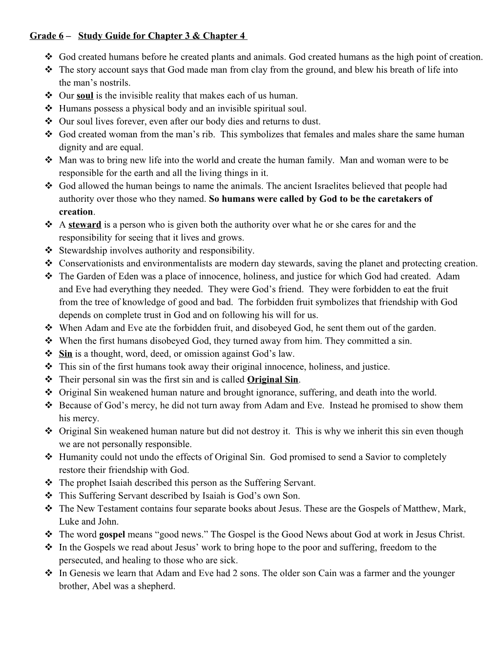 Grade 6 – Study Guide For Chapter 11