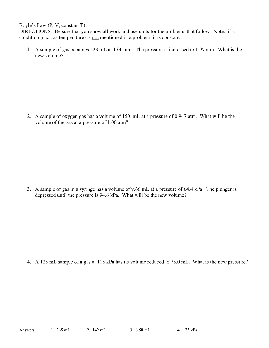 Boyle S Law (P, V, Constant T)