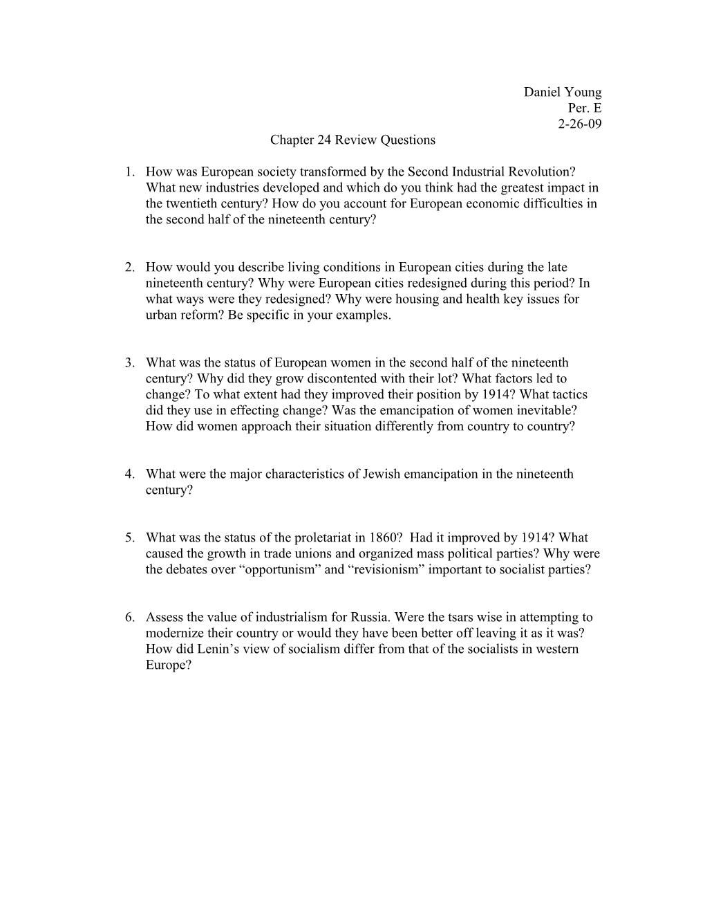 Chapter 24 Review Questions