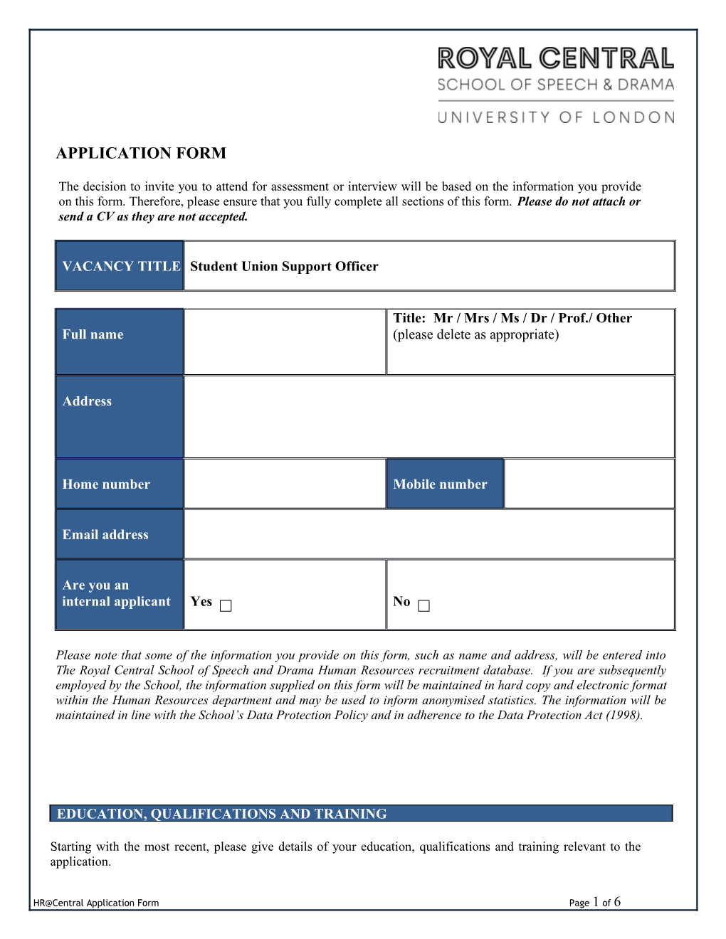 Application Form s62