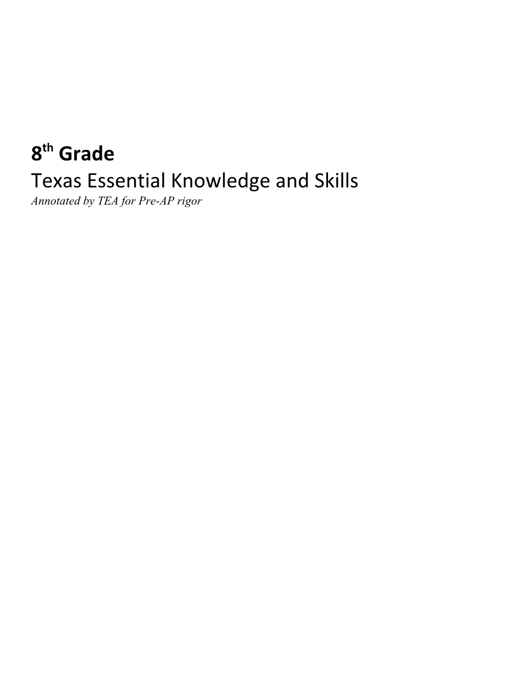 Texas Essential Knowledge and Skills