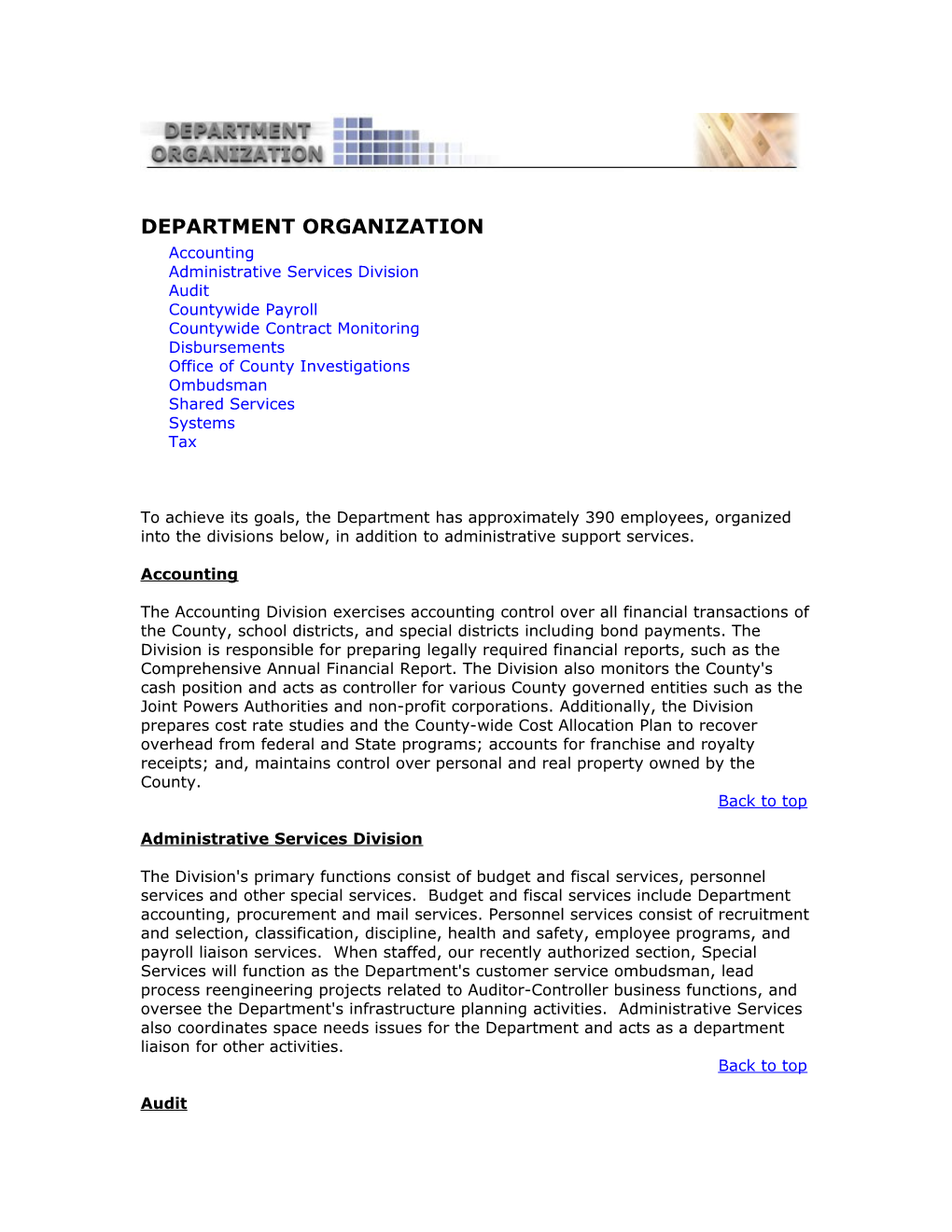 Department Organization