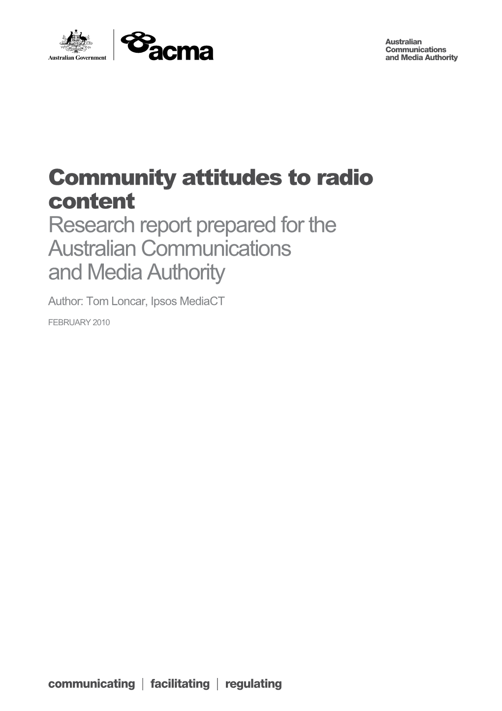 Community Attitudes to Radio Content