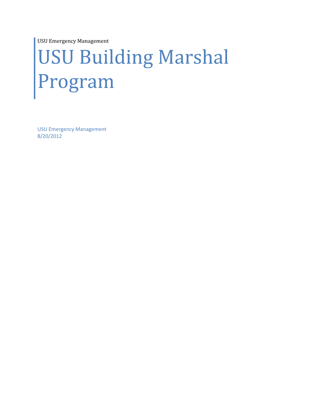 USU Building Marshal Program