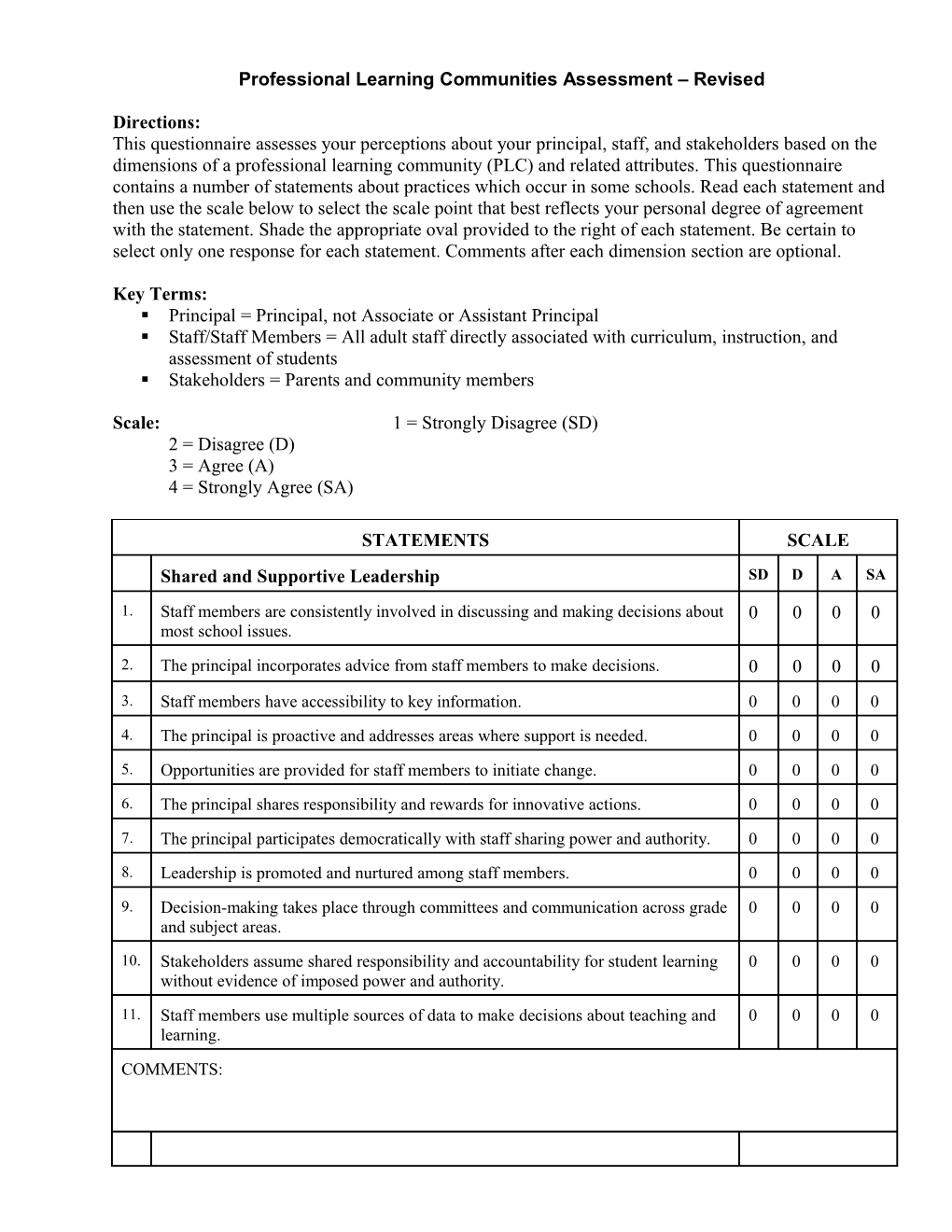 Professional Learning Communities Assessment Revised