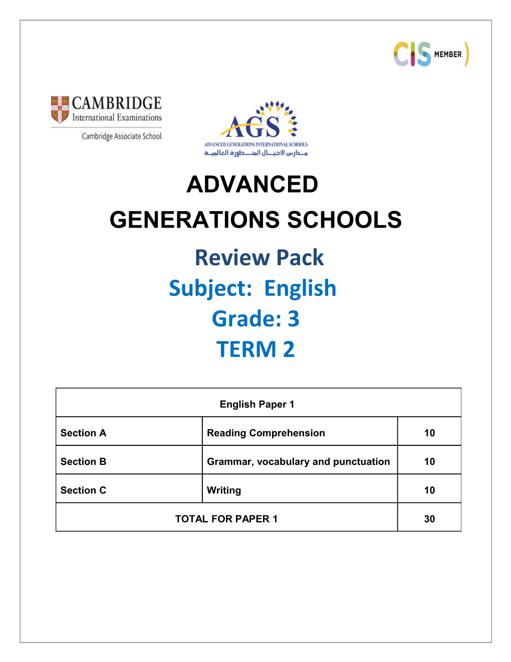 Cambridge Curriculum LEARNING OUTCOMES