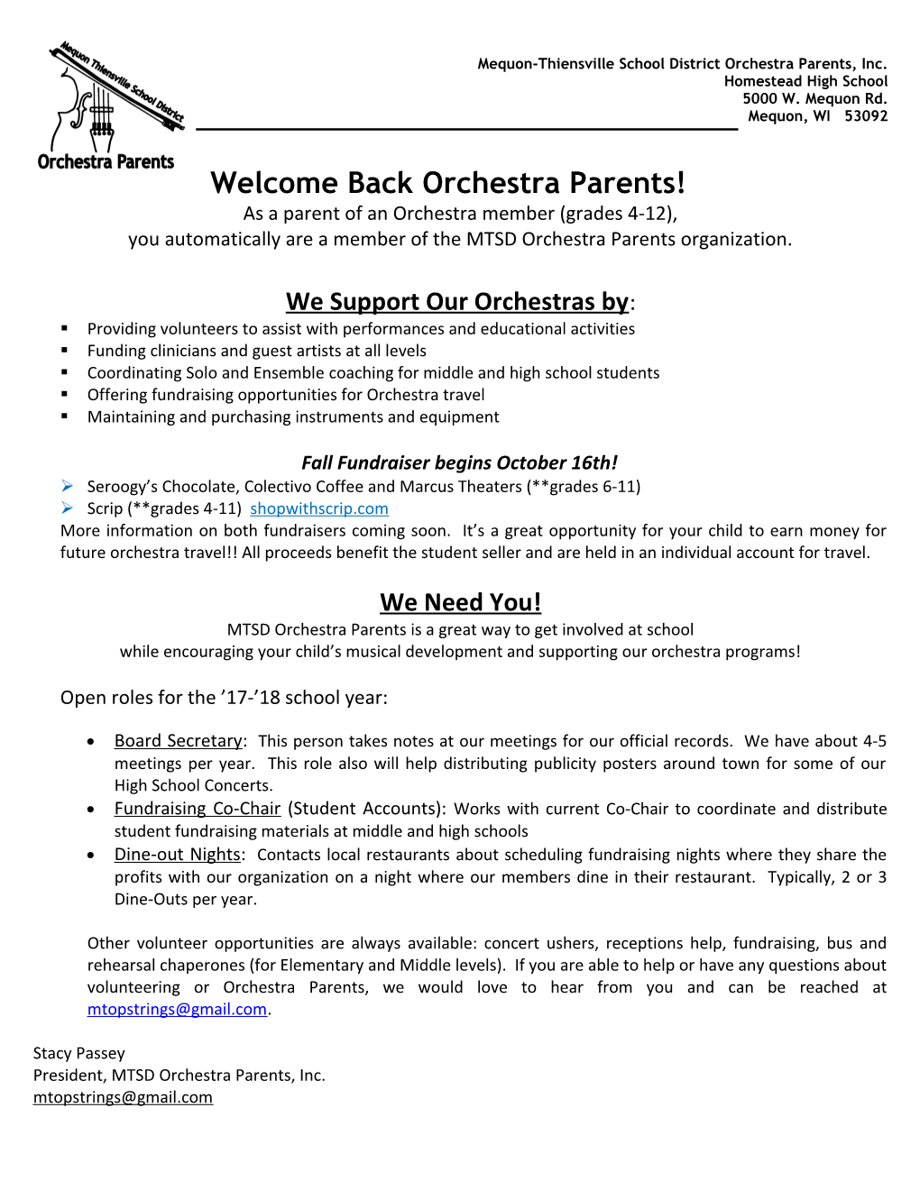 Mequon-Thiensville School District Orchestra Parents, Inc