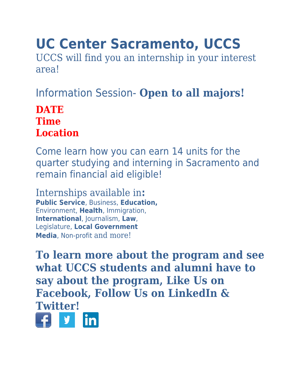 UCCS Will Find You an Internship in Your Interest Area!