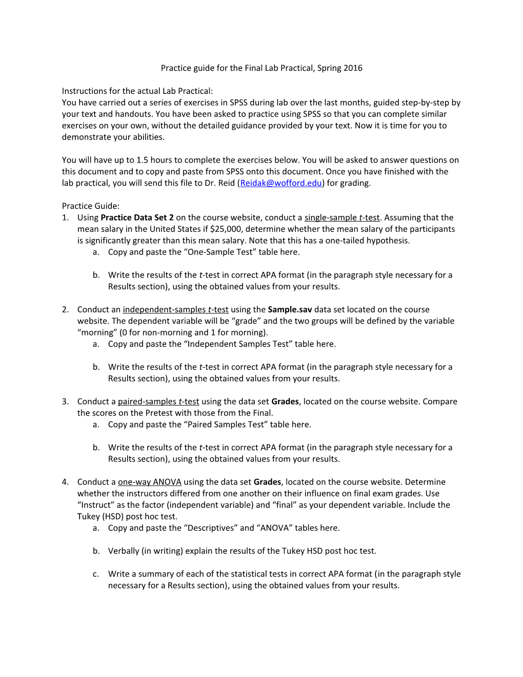 Practice Guide for the Final Lab Practical, Spring 2016