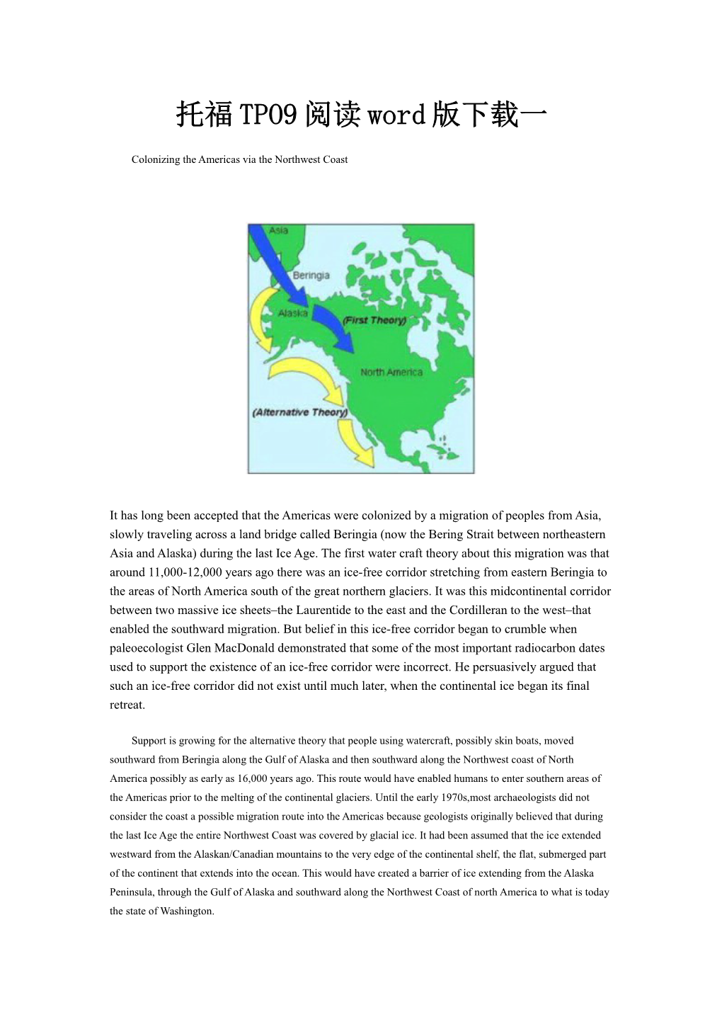Colonizing the Americas Via the Northwest Coast