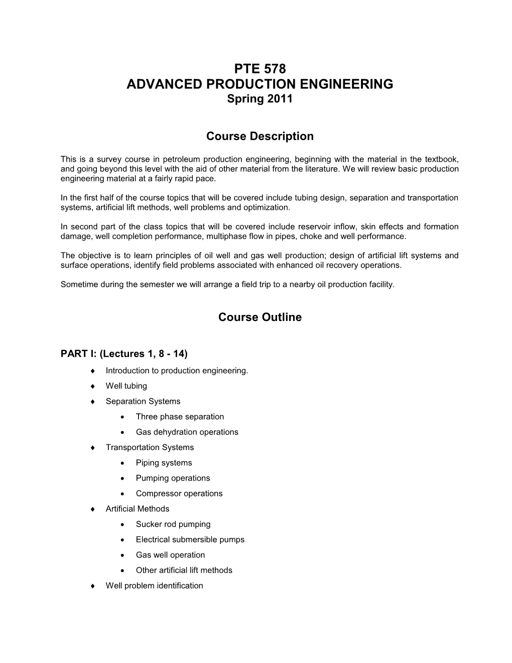 Pte 578- Advanced Production Engineering
