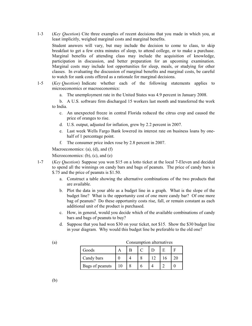 1-5(Key Question)Indicate Whether Each of the Following Statements Applies to Microeconomics