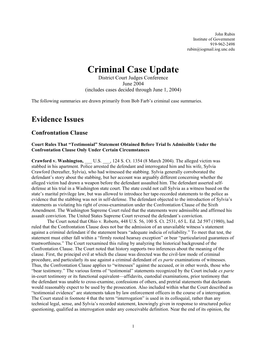 Criminal Case Update