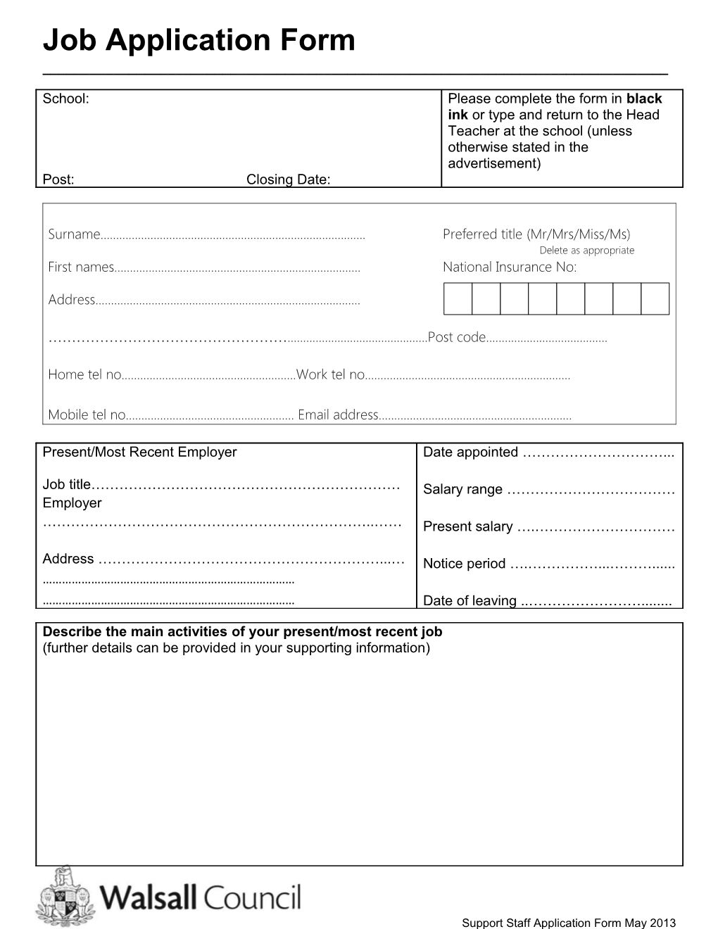 Job Application Form s30