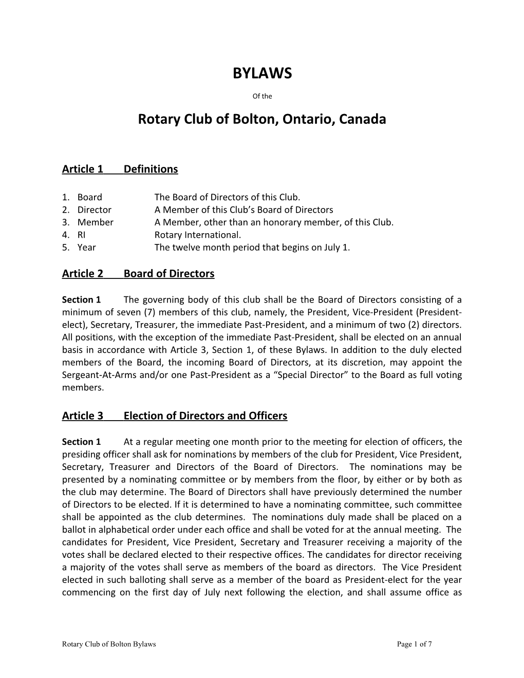 Rotary Club of Bolton, Ontario, Canada