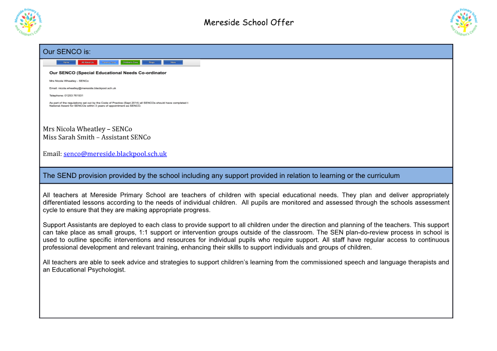 Mereside School Offer