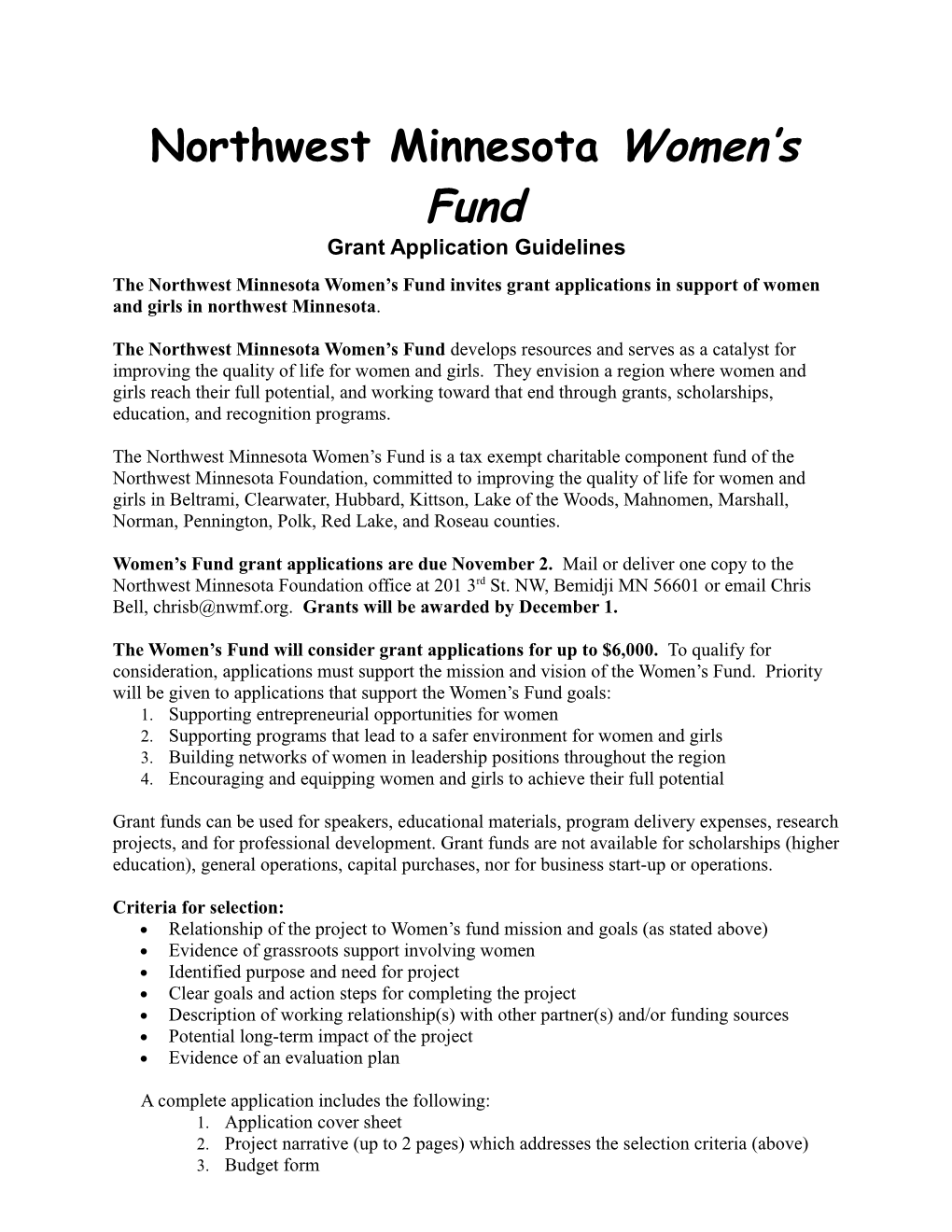 Northwest Minnesota Women S Fund