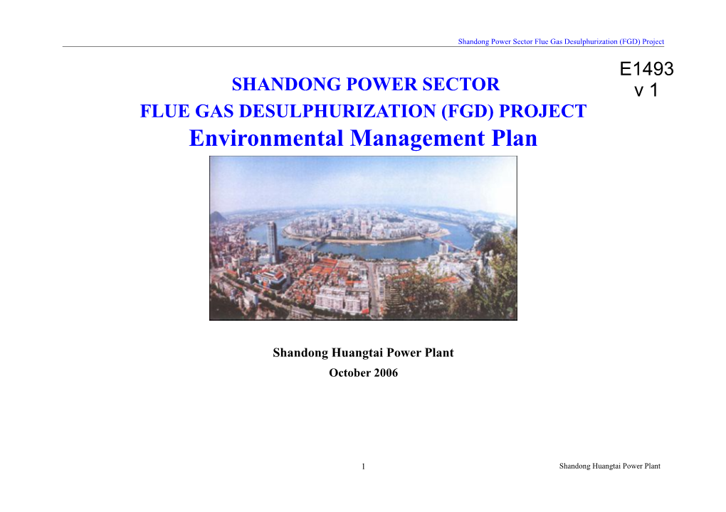 Shandong Power Sector Flue Gas Desulphurization (FGD) Project