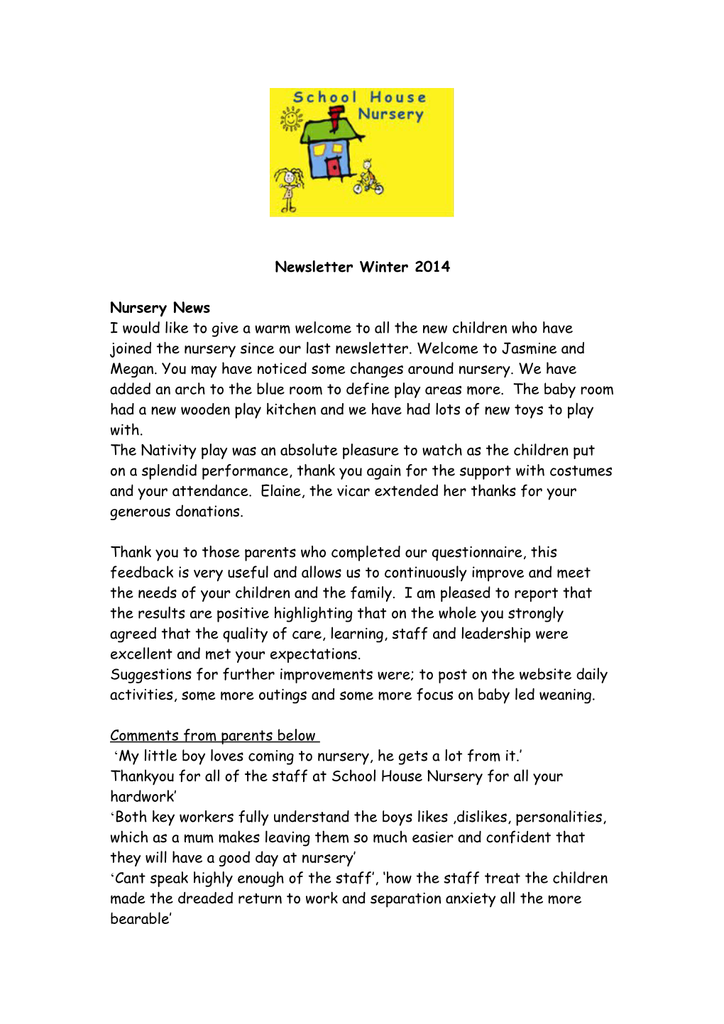 Newsletter Winter 2014