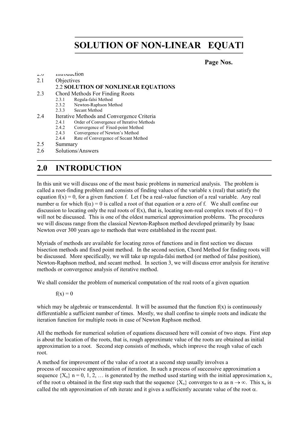 Unit 3Solution of Non-Linear Equations