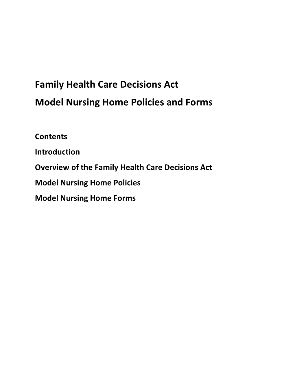 Model Nursing Home Policies and Forms