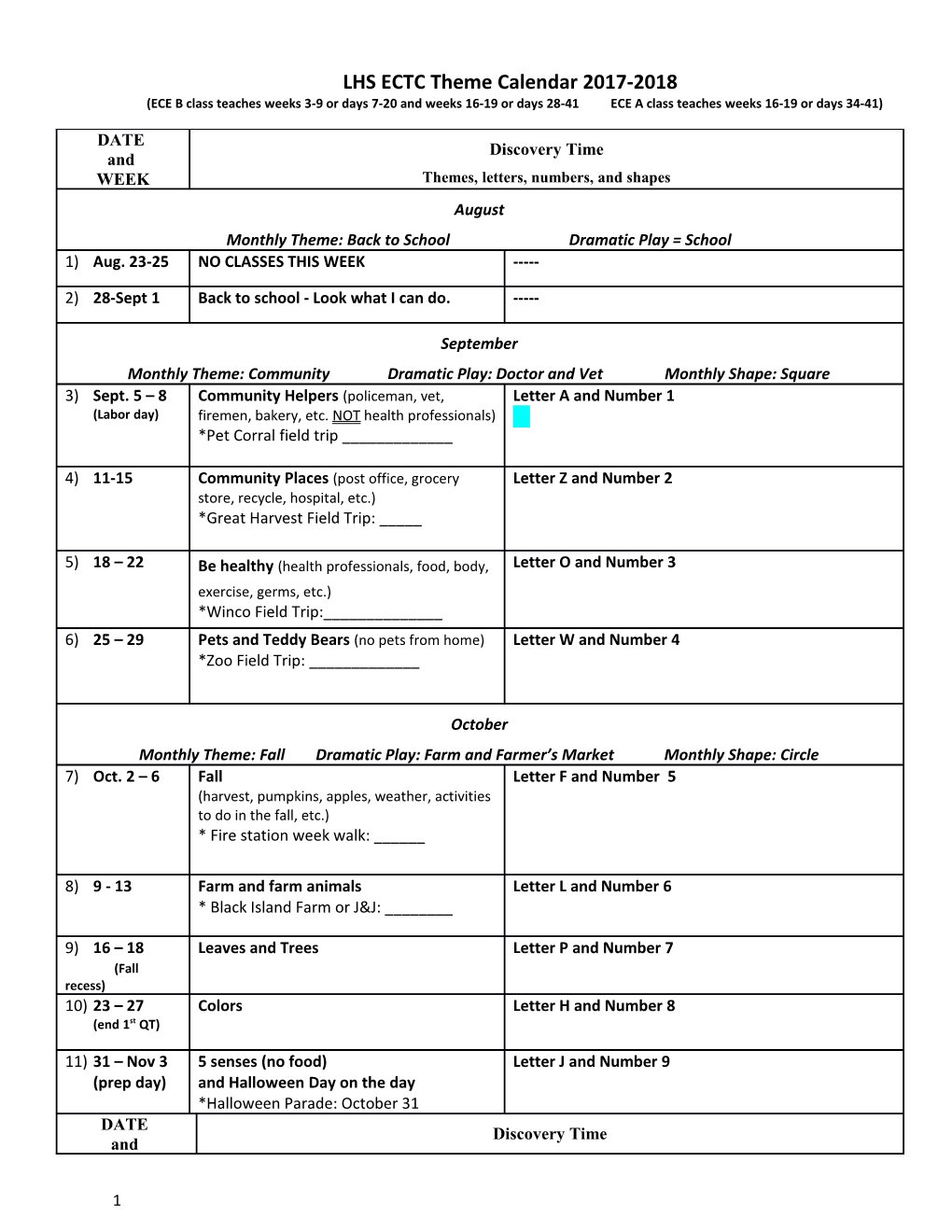 LHS ECTC Theme Calendar 2017-2018