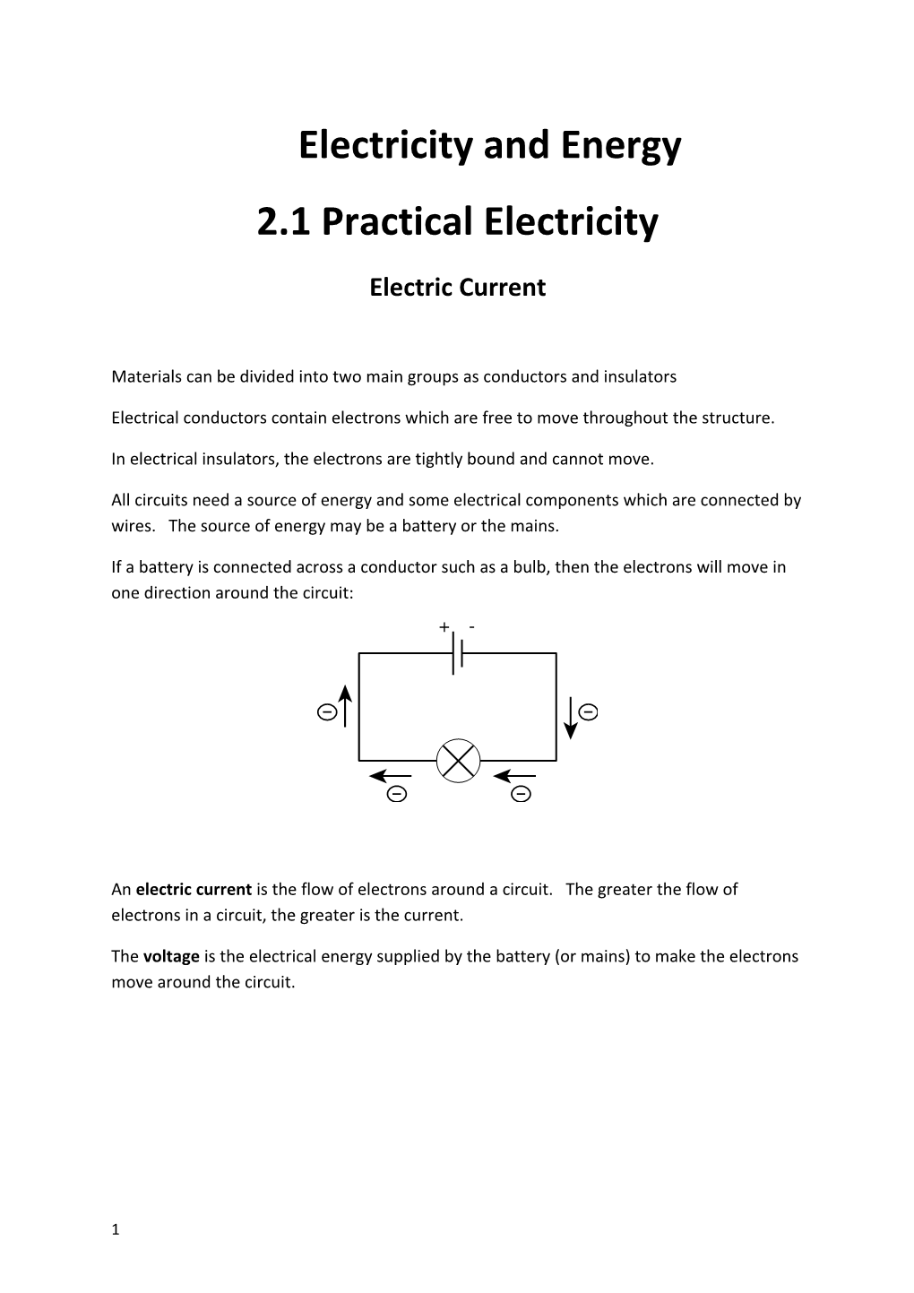 Electricity and Energy