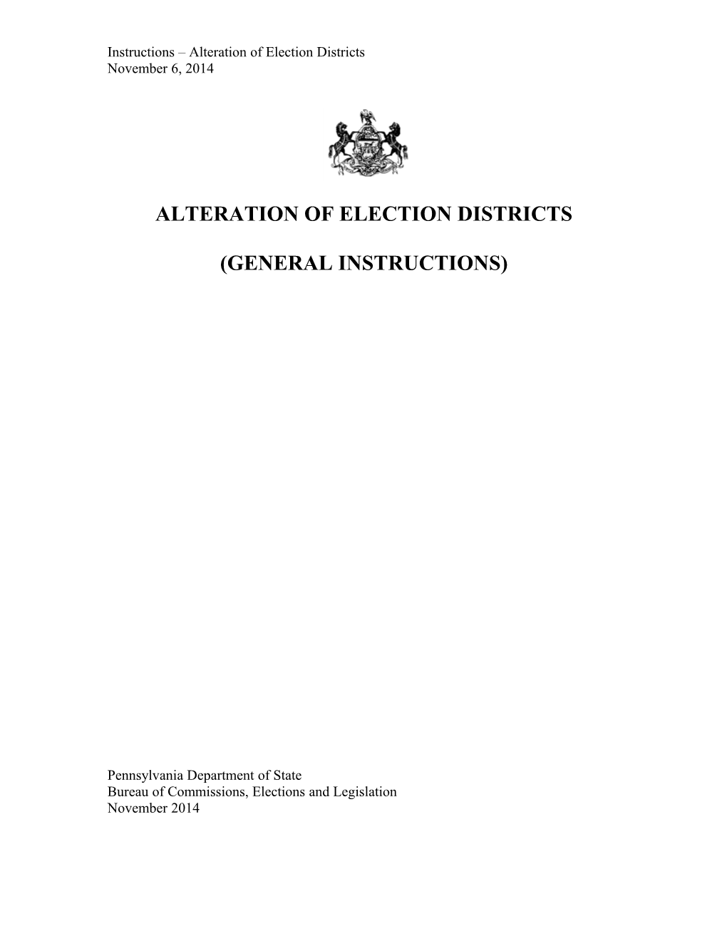 Instructions Alteration of Election Districts