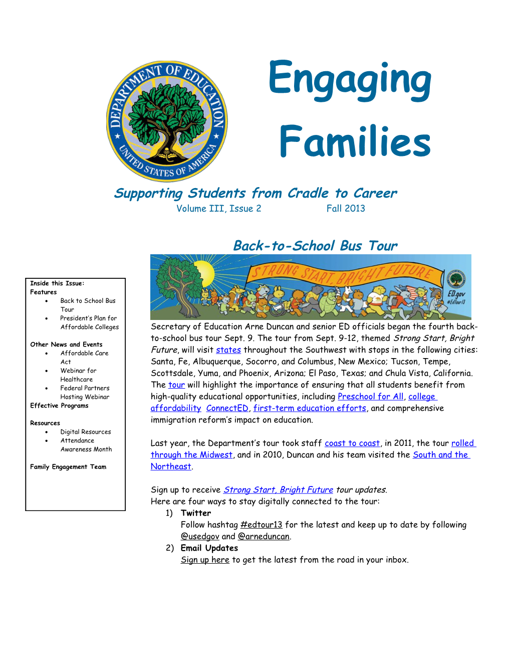 Engaging Families: Supporting Students from Cradle to Career, Volume III, Issue 2, Fall