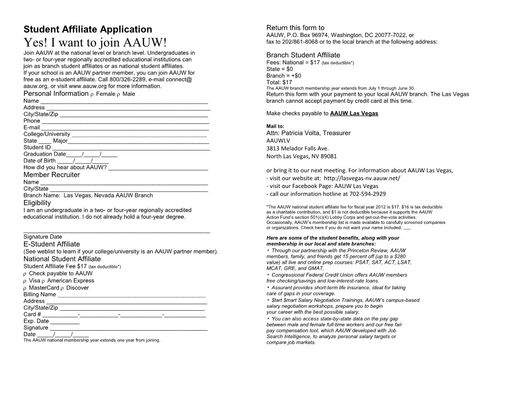Student Affiliate Application