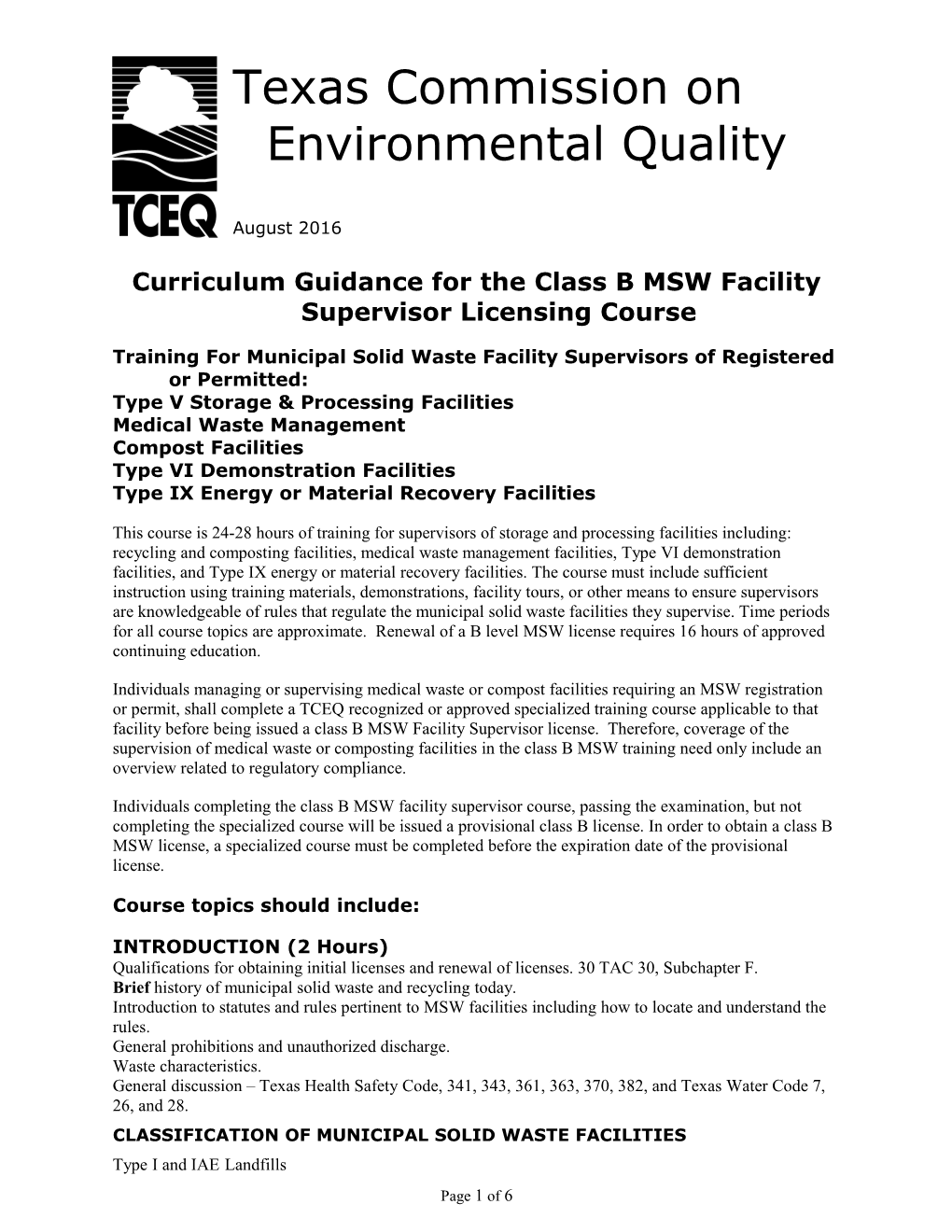 Municipal Solid Waste Supervisor Training