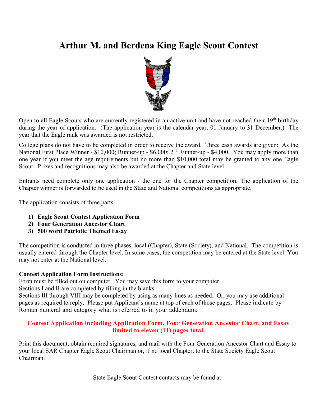 Arthur M. and Berdena King Eagle Scout Contest