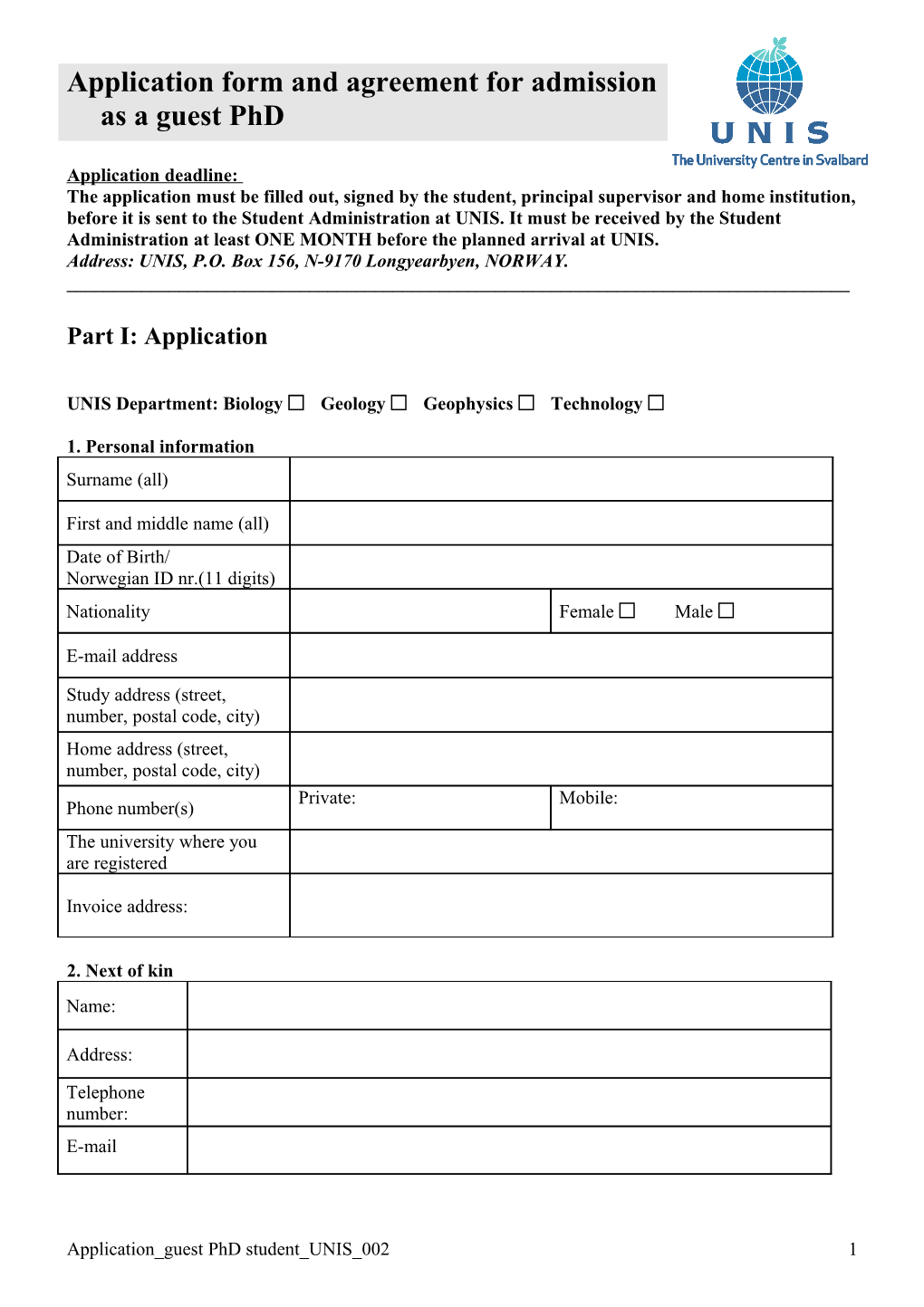 Application for Doctorate Students