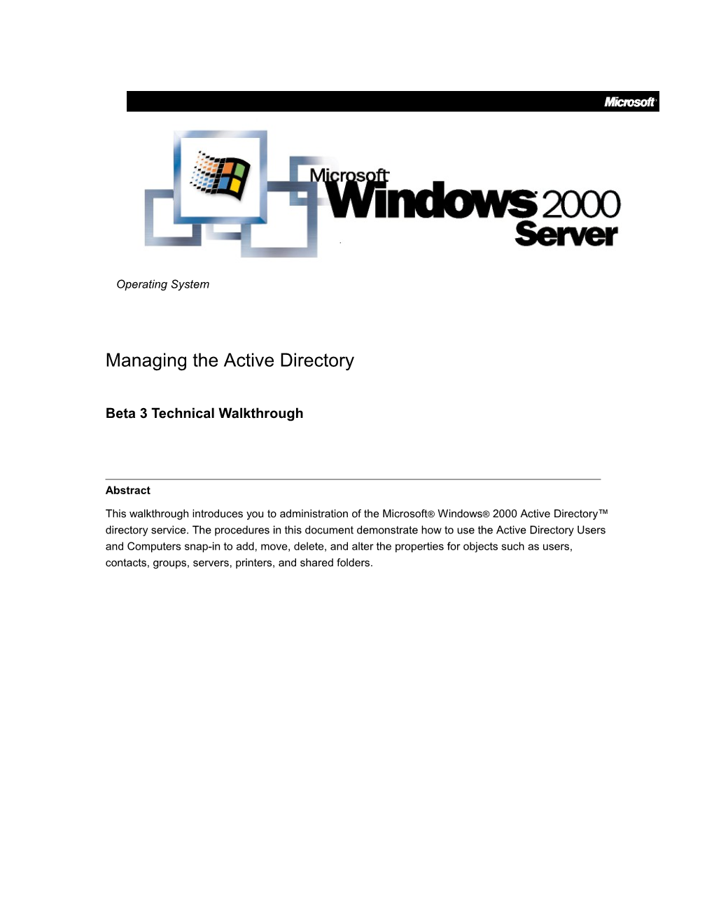 Managing the Active Directory
